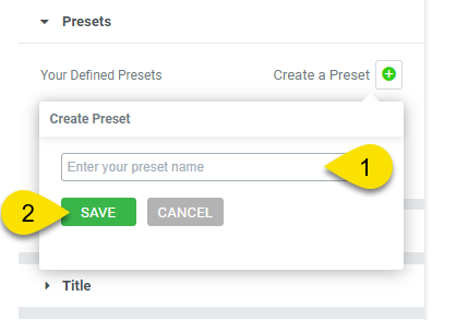 Enter preset name and save